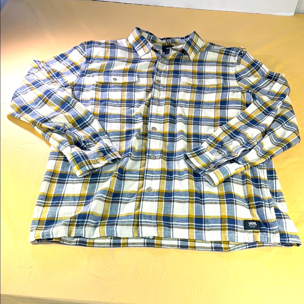 Vans off the wall men’s shirt, classic fit, collared flannel multicolored